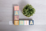 Cubos de madera con letras