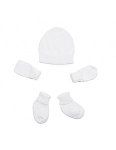 CONJUNTO GORRO, MANOPLAS Y PEUCOS BLANCO